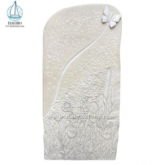 Haobo Marble Tombstone Butterfly Carved Headstone