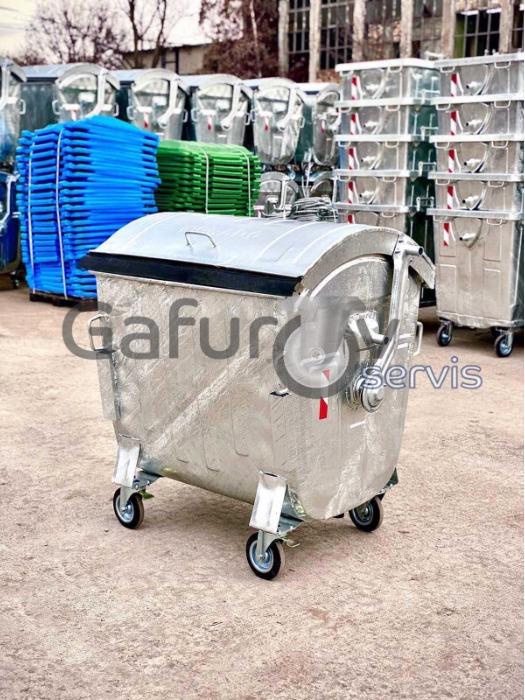 Metal waste container with round lid - 1100 L.