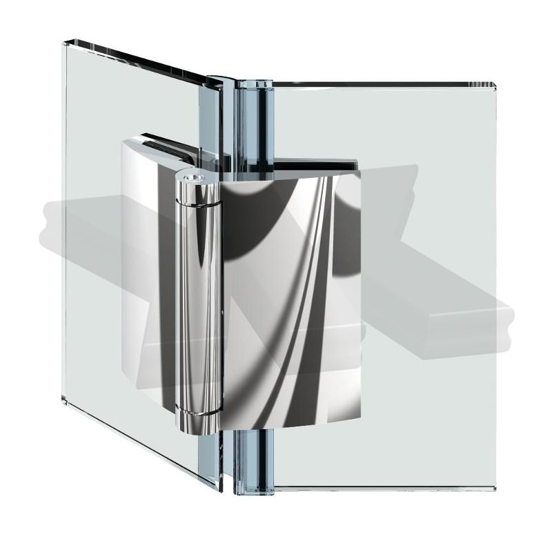 Shower door hinge Farfalla, glass-glass 135°, opening outward