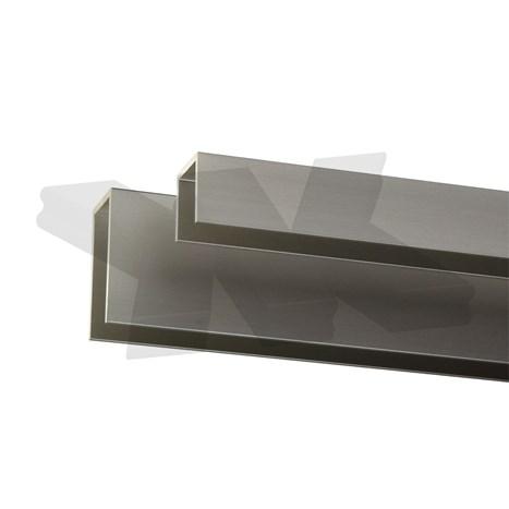 Glass edge protection profile 20x22x20x2mm, stainless steel effect