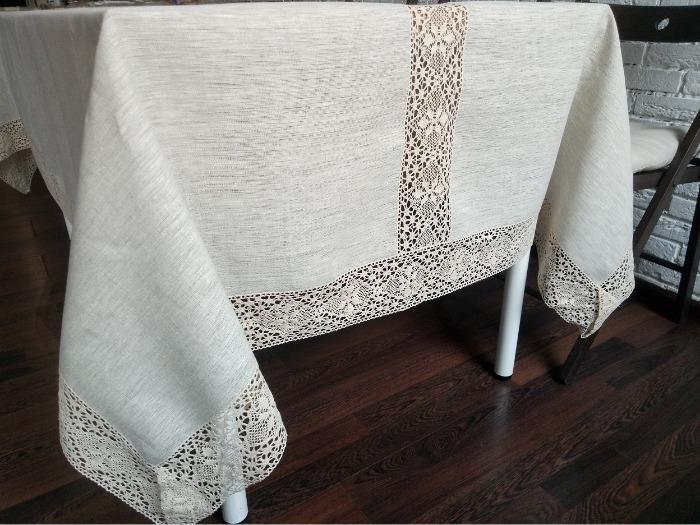 Pure linen taupe tablecloth