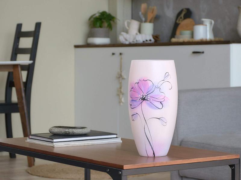 Handpainted Glass Vase for Flowers | Painted Art Glass Oval Vase | Interior