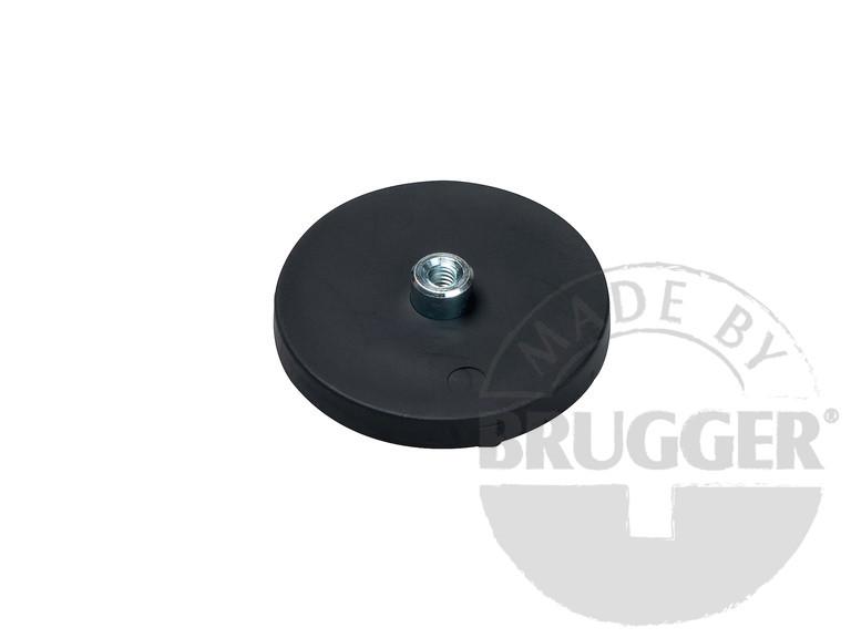 Magnet assembly, NdFeB, rubber coat black, with screwed bush