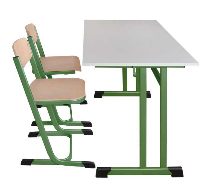Double school desk, double-C-frame, table top flame retardan