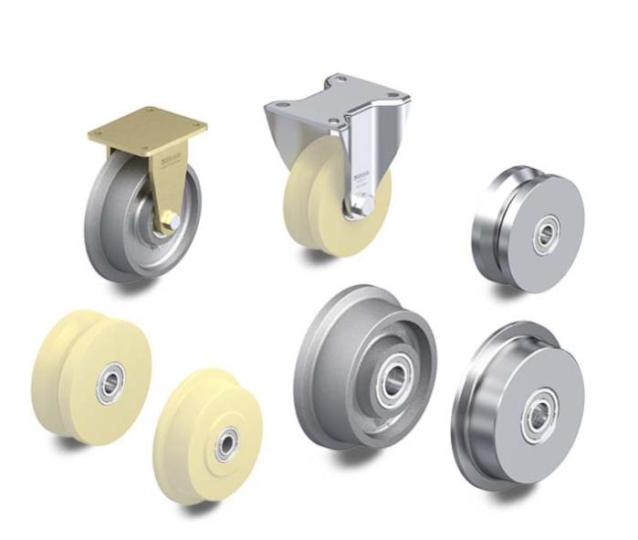 Flanged wheels and castors
