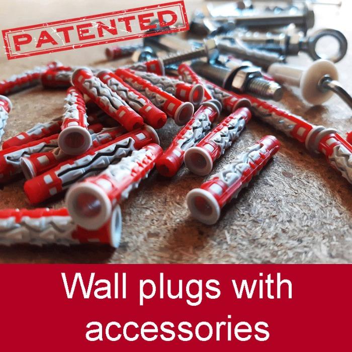 Plastic wall plugs (Patented) with accessories