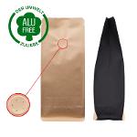 Flat bottom bag kraft paper brown-black high barrier with valve 250g
