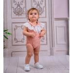 Baby Girl Rompers With Plaid Patterned And Guipure Collar 