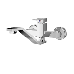 Single-lever wall mounted sink mixer with s spout