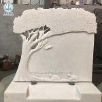 White Marble Monument Tree Carved Tombstone