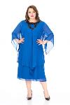 Large Size Sax Blue Colored Chiffon Dress
