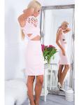Dress with openwork neckline light pink ZZ202