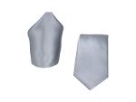 Italian Men's Tie & Pocket Square, Satin, 150x7cm, Lt Gray