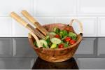 Rattan (salad) bowl with spoons