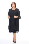 Plus Size Black Colored Lace Chiffon Dress With Jacket