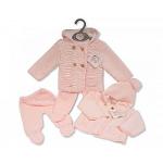Baby Girls Knitted 2 Pieces Pram Set with Hood