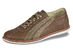 Brown men's sports shoes with white sole with red line