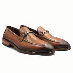 Genuine Leather Tan Buckle Men's Shoes