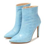 Fashion Pointed-Toe Snakeskin Pattern Stiletto Ankle Boots S