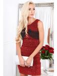 Red dress with a bow on the neckline G52360