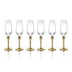 Magic Harmony Crystal & Gold Coated Steel Champagne Glasses, 6 pcs