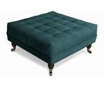 Footstool Chesterfield in turquiose, 70x70x32 cm