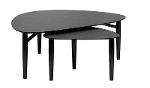Katrine | Coffee table set | Dark grey stone look / Black lacquered oak
