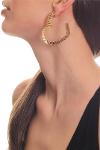 Women's Gold Color Lacquer Plated Studded Model Studded Heart Earrings