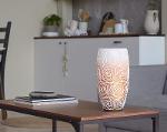 Handpainted Glass Vase for Flowers | Painted Art Glass Orange Oval Vase|Interior
