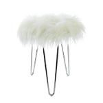 Fluffy Footstool With Chrome Legs White 43cm 1pk