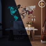 3D Luminous/Magnetic Colored Wooden World Map Urban