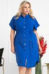 Button-down shirt dress with a collar AGNES cornflower blue