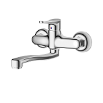Single-lever wall mounted sink mixer with s spout