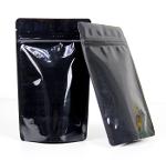 Black stand up pouch with ziplock top