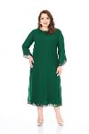Plus Size Green Colored Short Chiffon Dress