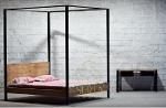 Four Poster Industrial White Distress Bed