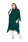 Plus Size Petrol Green Colored Collar Chiffon Dress
