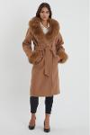 Nero Leather Cashmere Coat Collar Sleeve Fox Fur - Relaxed F
