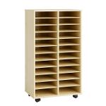 Mobile shelving unit with 22 shelves - maple