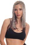 Women's Antique Silver Plated Round Piece Design Hair Chain, Metal Wig