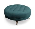 Footstool Chesterfield in turquiose, 80x80x32 cm