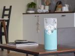 Handpainted Glass Vase for Flowers | Painted Art Glass Blue Cylinder Vase