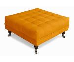 Footstool Chesterfield in yellow, 70x70x32 cm