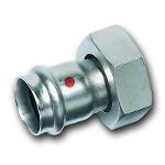 Adaptor with flat seal, stainless steel nut, female end