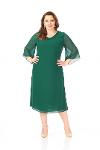 Plus Size Green Color Chiffon Dress