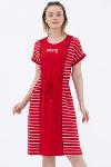 Zero collar waist pleated marine dress - red