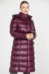 Hooded long inflatable coat - burgundy