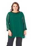 Large Size Green Colored Sequined Chiffon Tunic