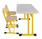 Double school desk, double-C-frame, HPL table top
