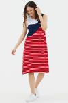 Thick strap striped dress - red